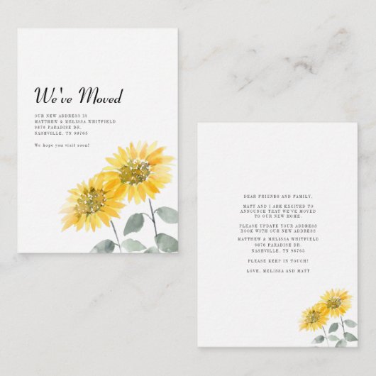 我々はヒマワリの動く発表を移動 ノートカード (正面/裏面)