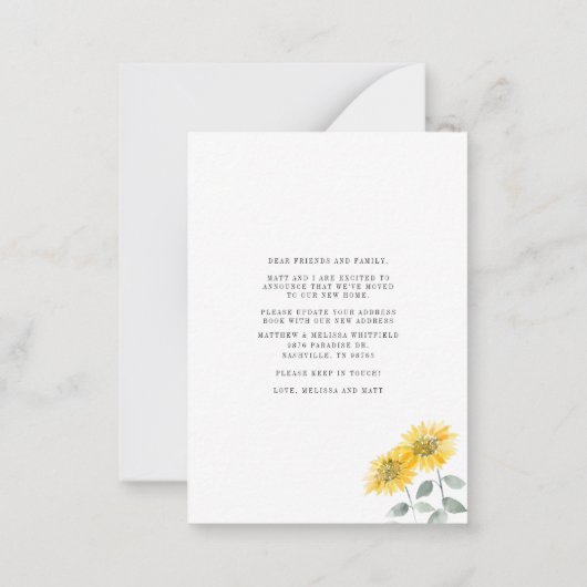 我々はヒマワリの動く発表を移動 ノートカード (裏面)