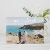 我々はビーチで逃げ結婚したた結婚写真 案内状 (スタンド正面)