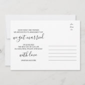 我々はビーチで逃げ結婚したた結婚写真 案内状 (裏面)