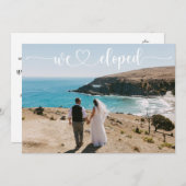 我々はビーチで逃げ結婚したた結婚写真 案内状 (正面/裏面)