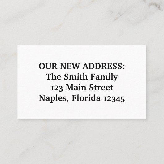 我々はビーチネープルピアフロリダに移動 名刺 (裏面)