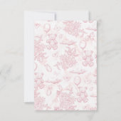 我々はピンクのクマの気球の赤ちゃんシャワーを待つことができる 招待状 (裏面)