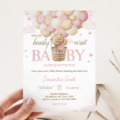 我々はピンクのクマの赤ちゃんシャワーを待つことができる 招待状