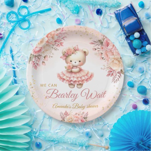 我々はピンクの女の子の赤ちゃんシャワーを待つことができる ペーパープレート (パーティー)