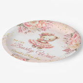我々はピンクの女の子の赤ちゃんシャワーを待つことができる ペーパープレート (アングル)