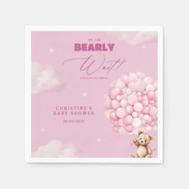 我々はピンクの女の子の赤ちゃんシャワーナプキンを待つことができる スタンダードカクテルナプキン