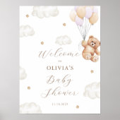 我々はピンクの女の子の赤ちゃんシャワー歓迎を心待ちできる ポスター (正面)