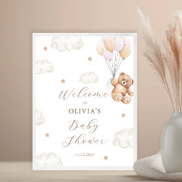 我々はピンクの女の子の赤ちゃんシャワー歓迎を心待ちできる ポスター