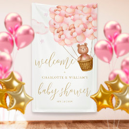 我々はピンクの女の子の赤ちゃんシャワー歓迎を心待ちできる 横断幕