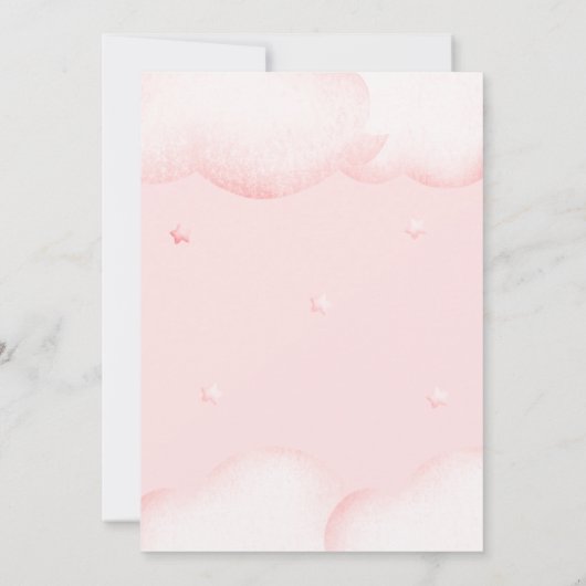 我々はピンクの赤ちゃんシャワー招待状を待つ 招待状 (裏面)