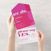 我々はピンクモダンマはっきりしたゼンタレトロ抽象芸術 オールインワン招待状 (貼ってはがせる)