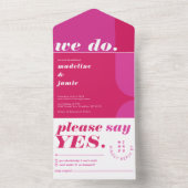 我々はピンクモダンマはっきりしたゼンタレトロ抽象芸術 オールインワン招待状 (内側)