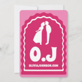 我々はピンクモダンマゼンタレトロ波状アーチ写真をする 招待状 (裏面)