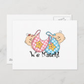 我々はピーキング双子とよだれかけ1女の子、1男の子を照合 ポストカード (正面/裏面)