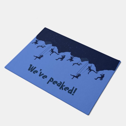 我々はピークおもしろいブルーロッククライマー ドアマット (アングル)