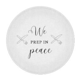 我々はピースサークルのガラスの切断板の準備をする カッティングボード