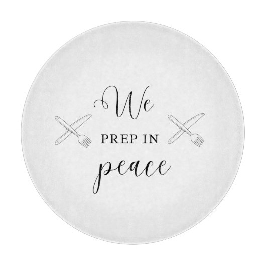 我々はピースサークルのガラスの切断板の準備をする カッティングボード (正面)