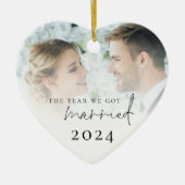 我々はフォトアレ得ーバー結婚したの年 セラミックオーナメント (正面)