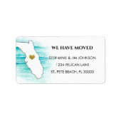我々はフロリダに移動金ゴールドハート差出人住所 ラベル (正面)