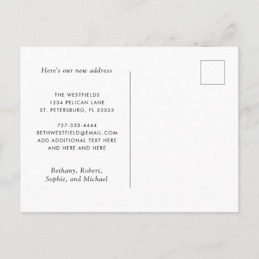 我々はフロリダパームツリーズ新しいアドレスに移動 案内ポストカード (裏面)