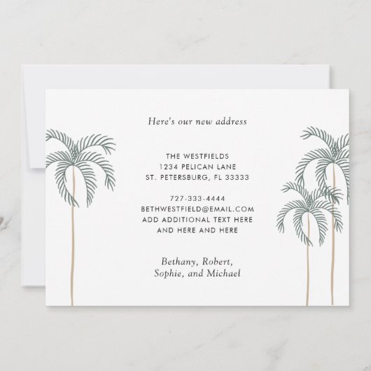 我々はフロリダパームツリーズ新しいアドレスに移動 案内状 (裏面)