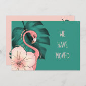 我々はフロリダフラミンゴモンステラ葉を移動した 案内状 (正面/裏面)