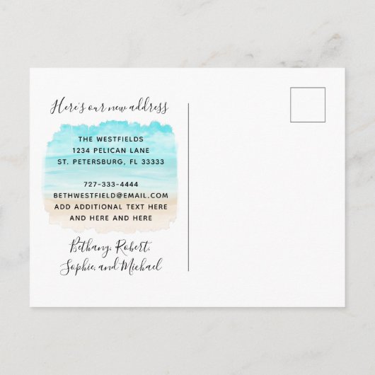 我々はフロリダマップビーチシーンの新しいアドレスを移動 案内ポストカード (裏面)