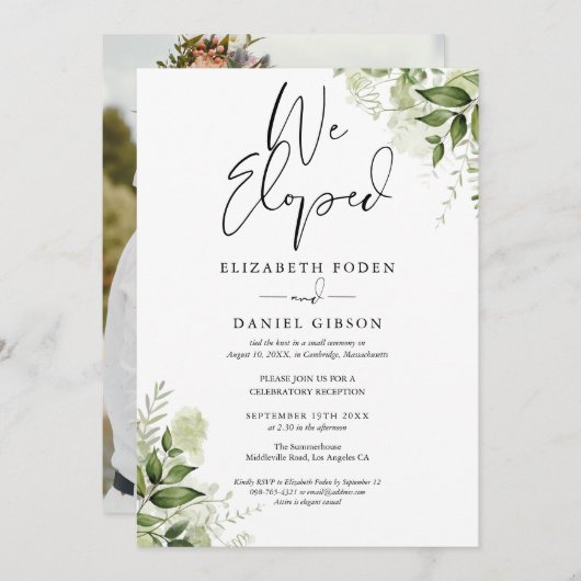 我々はフローラグリーンリー写真の結婚披露宴を駆け落ちた 招待状 (正面/裏面)