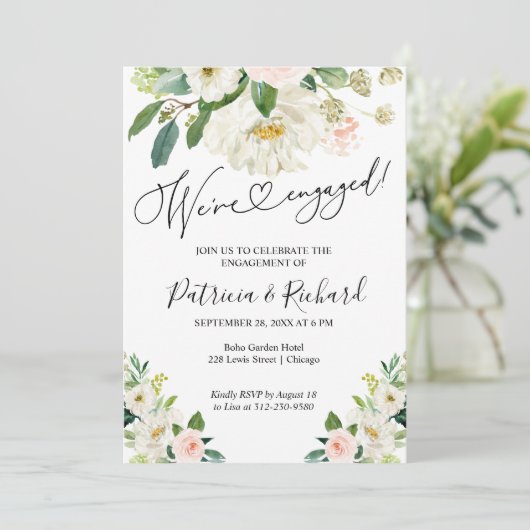 我々はフローラ婚約した婚約パーティ招待状 案内状 (スタンド正面)