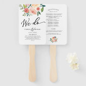 我々はフローラ水カラー結婚式 プログラム ハンドファン (正面&裏面)