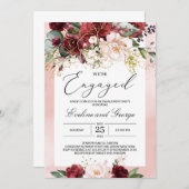 我々はブルゴーニュ婚約したフローラボホ招待状 招待状 (正面/裏面)