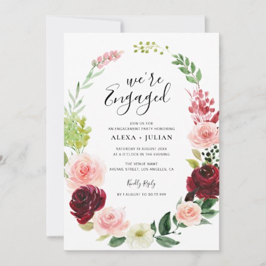 我々はブルゴーニュ婚約したーフローラ婚約パーティ 招待状 (正面)