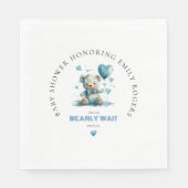 我々はブルーテディベアを待つことができる スタンダードランチョンナプキン (正面)