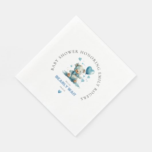 我々はブルーテディベアを待つことができる スタンダードランチョンナプキン (角)