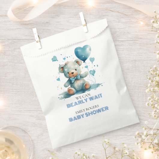 我々はブルーテディベアを待つことができる フェイバーバッグ (クリップ留めされた状態)