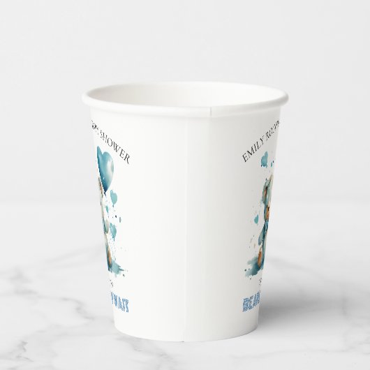 我々はブルーテディベアを待つことができる 紙コップ (右)