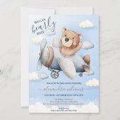 我々はベアバルーンボーイ赤ちゃんシャワーを心待ちできる 招待状 (正面)