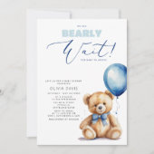 我々はベアバルーンボーイ赤ちゃんシャワーを心待ちできる 招待状 (正面)
