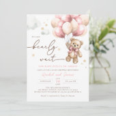 我々はベアピンクのバルーン赤ちゃんシャワーを心待ちできる 招待状 (スタンド正面)