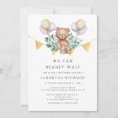 我々はベアベビーシャワーを待つことができる 招待状 (正面)