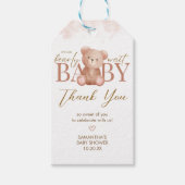 我々はベアベビーシャワーメッセージカードを待つことができる ギフトタグ (正面)