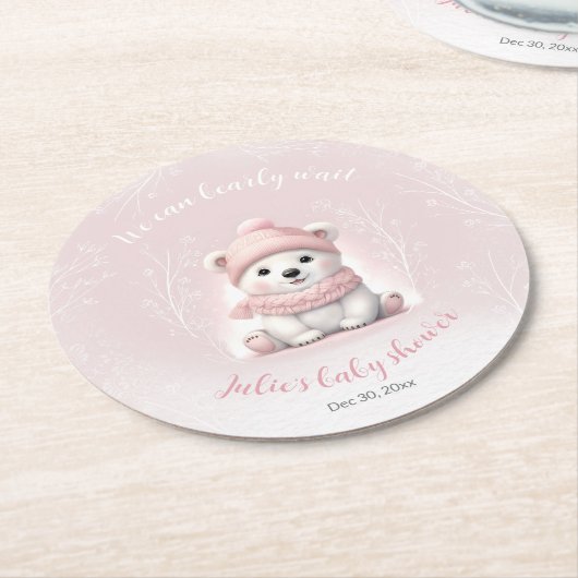 我々はベアベビーシャワー紙コースターを心待ちできる ラウンドペーパーコースター (アングル)