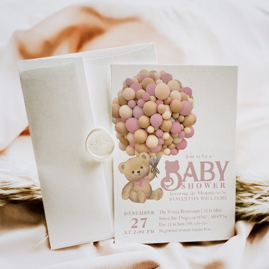 我々はベアベビーモダンガールシャワーを待つ 招待状