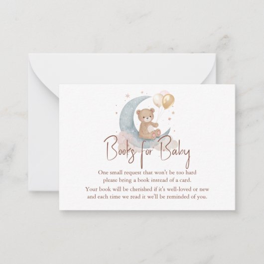 我々はベビーのために月のテディベアの本を越えている ノートカード (正面)