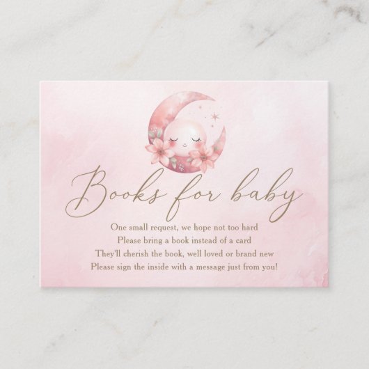 我々はベビーのために月の女の子シャワーの本の上にいる エンクロージャーカード (正面)