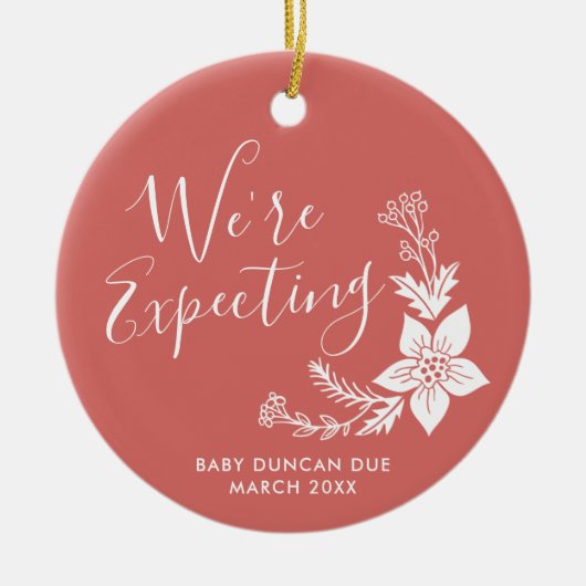 我々はベビー妊娠が明らかにパーソナライズされたされることを期待している セラミックオーナメント (正面)