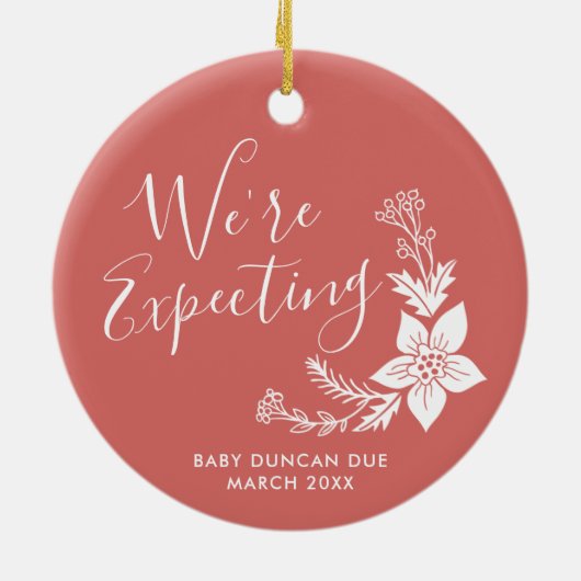 我々はベビー妊娠が明らかにパーソナライズされたされることを期待している セラミックオーナメント (裏面)