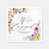 我々はボホワイルドフラワー婚約した婚約パーティ スタンダードカクテルナプキン (正面)