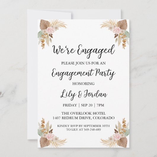 我々はボホ婚約した婚約パーティ招待状 招待状 (正面)